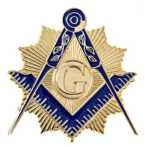Shining Square And Compass Masonic Auto Emblem Gold