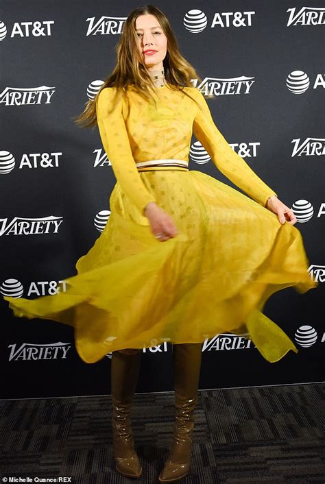 Jessica Biel Is A Vision In Sheer Yellow Fendi Look At Toronto Film