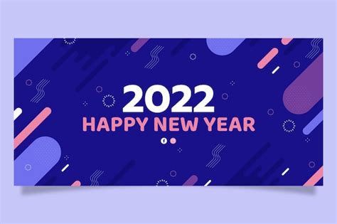 Free Vector Flat Happy New Year 2022 Horizontal Banner