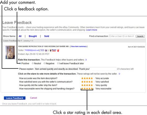 Each time you buy or sell something, you have an opportunity to leave feedback about your experience. For Seniors: How to Leave eBay Feedback and the Detailed ...