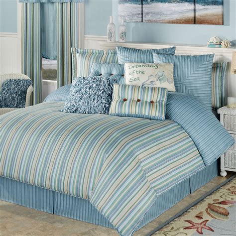 What kind of bedding do you get in hawaii? Clearwater Coastal Striped Comforter Bedding | Bed linens ...