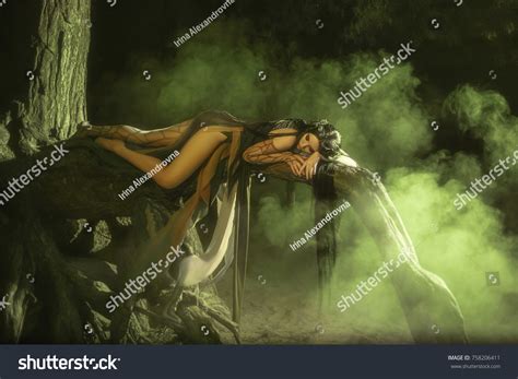 Fantasy Woman Sleeping Beauty Fabulous Forest Stock Photo Shutterstock