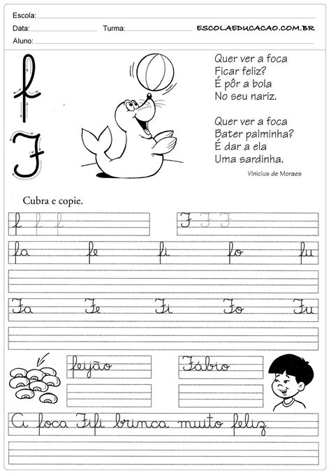 Atividades Letra F Cursiva