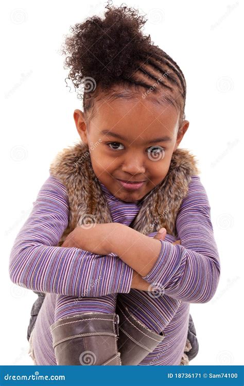 Cute Little Black Girl Angry Stock Image Image Of Emotion Afro 18736171
