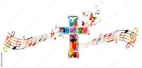 Colorful Cross With Music Notes Stock Vector Adobe Stock