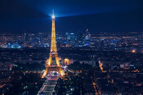 Beautiful Night View Of Illuminated Eiffel Tower In City Paris Talent