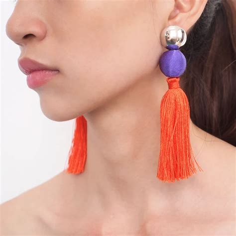 Bohemian Cotton Tassels Earrings For Women Charm 4 Color Statement