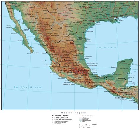 Mexico Map In Adobe Illustrator Vector Format With Photoshop Terrain