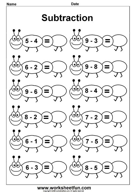 Free addition worksheets for preschool and kindergarten. Subtraction - 4 Kindergarten Subtraction Worksheets / FREE ...