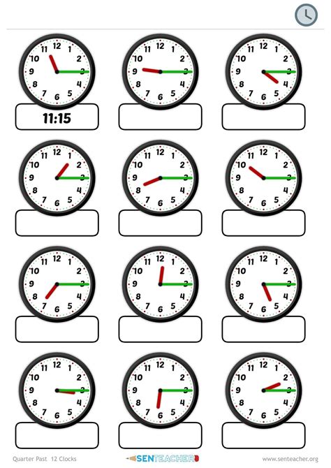 Sen Teacher ⋆ Clocks Telling Time ⋆ Printable Worksheet Clock