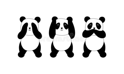 Set Of Three Cute Panda Bears Stock Vector Illustration Of Panda