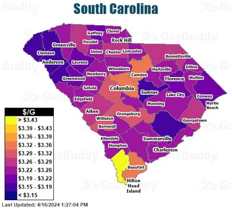 Gas Price Heat Map South Carolina Gas Prices