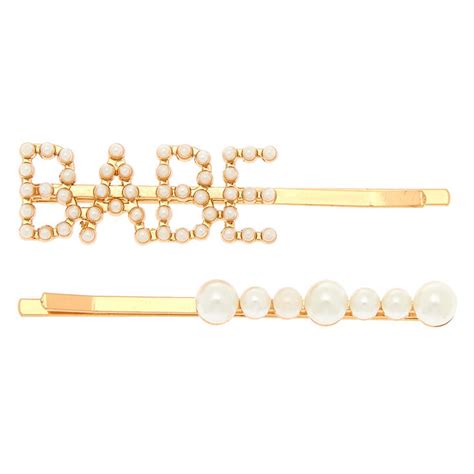 Gold Babe Pearl Hair Pins 2 Pack Claires Us