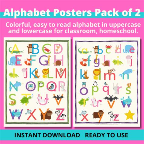 Uppercase And Lowercase Alphabet Posters Learn With Printables Shop