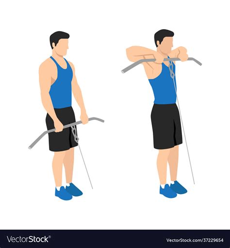 Man Doing Cable Upright Rows Exercise Royalty Free Vector