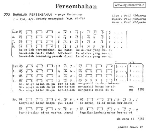 Gudangpartitur@gmail.com partitur yang ada di website ini didapat dari berbagai sumber, jika terdapat partitur lagu ciptaan. Lagu Misa - BAWALAH PERSEMBAHAN - (Madah Bakti 228 | Gaya ...