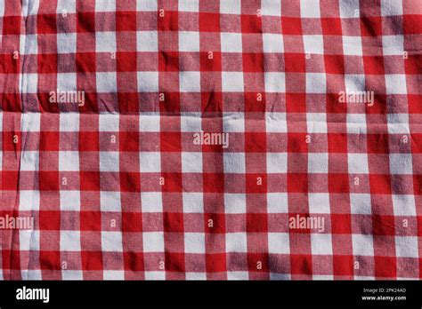 Red Checkered Picnic Tablecloth As Background Top View Stock Photo Alamy