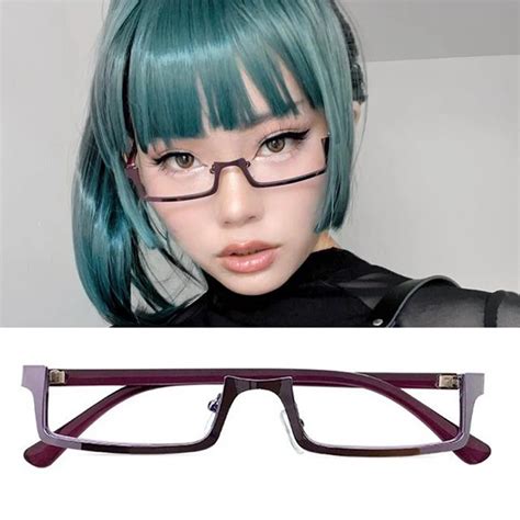 Anime Cosplay Maki Zenin Cosplay Glasses Purple Half Frame Eyeglasses Without Lens Glasses Frame