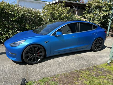 2018 Tesla Model 3 Performance With Blue Wrap Tesla Motors Club
