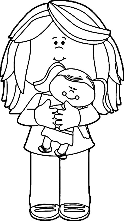 Girl Holding Doll Coloring Pages Coloring Home