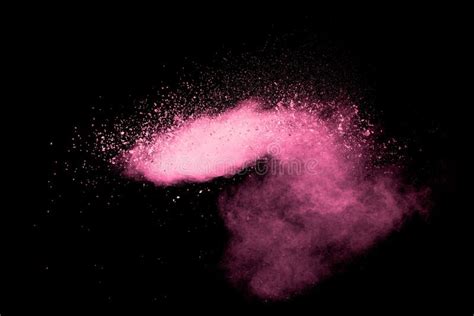 Pink Dust Particles Splash On Black Backgroundpink Powder Splash Stock