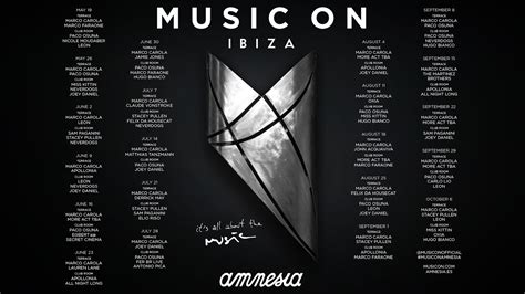 Marco Carolas Music On Party At Amnesia Ibiza Reveals Lineup Massive
