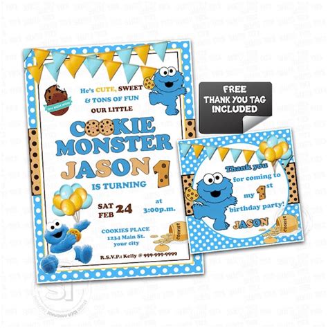 Cookie Monster Baby Shower Invitations Inside The Studio Cookie