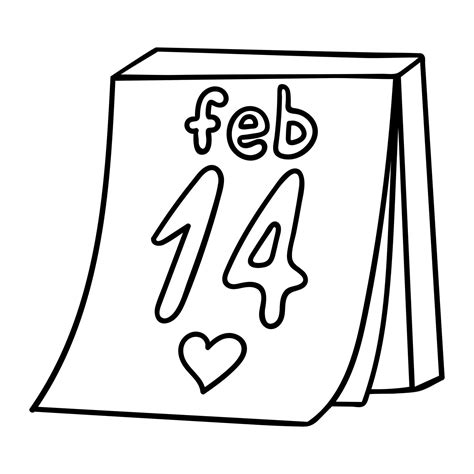 Una Hoja De Calendario Con La Fecha 14 De Febrero Elemento Decorativo