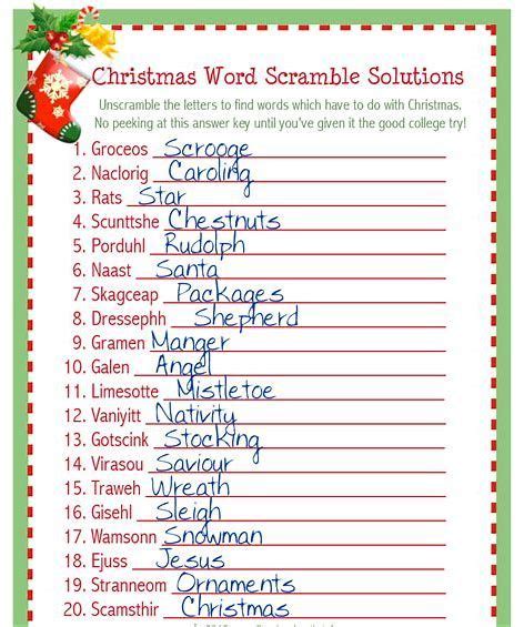 Christmas Word Scrambles With Answers Lillie Jordans Word Scramble