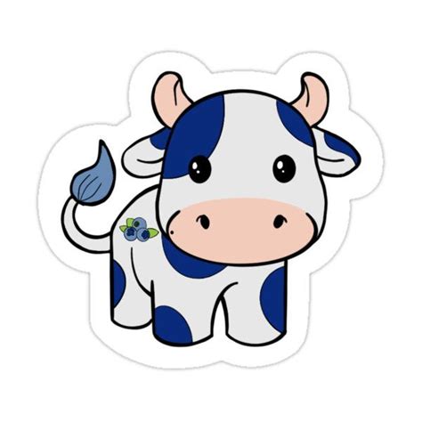 Blueberry Cow Sticker By Ashleydesignz Cow Wallpaper Easy Doodles