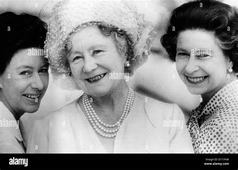 The Queen Mother Elizabeth Bowes Lyon With Her Daughters Stock Photo