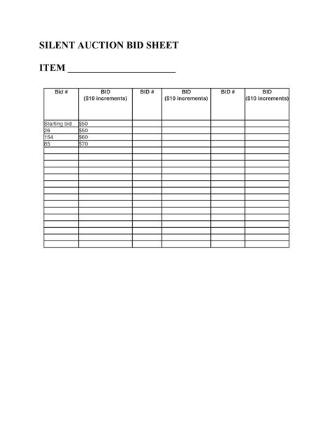 40 Silent Auction Bid Sheet Templates Word Excel Templatelab