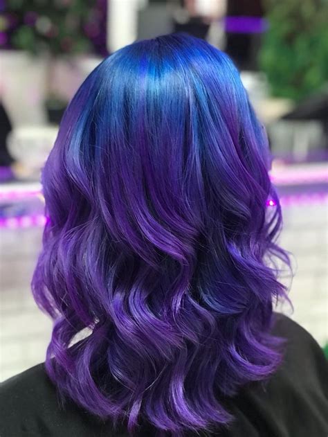 Deep Blue To Midnight Purple Hair Indigo Hair Purple Ombre Hair Purple Hair