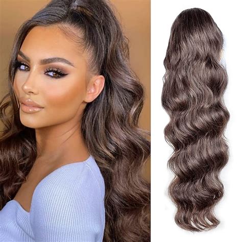 24 Inch Long Body Wave Ponytail Hair Extension Synthetic Heat Resistant
