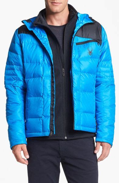 Spyder Dolomite Hooded Down Jacket In Blue For Men Lyst
