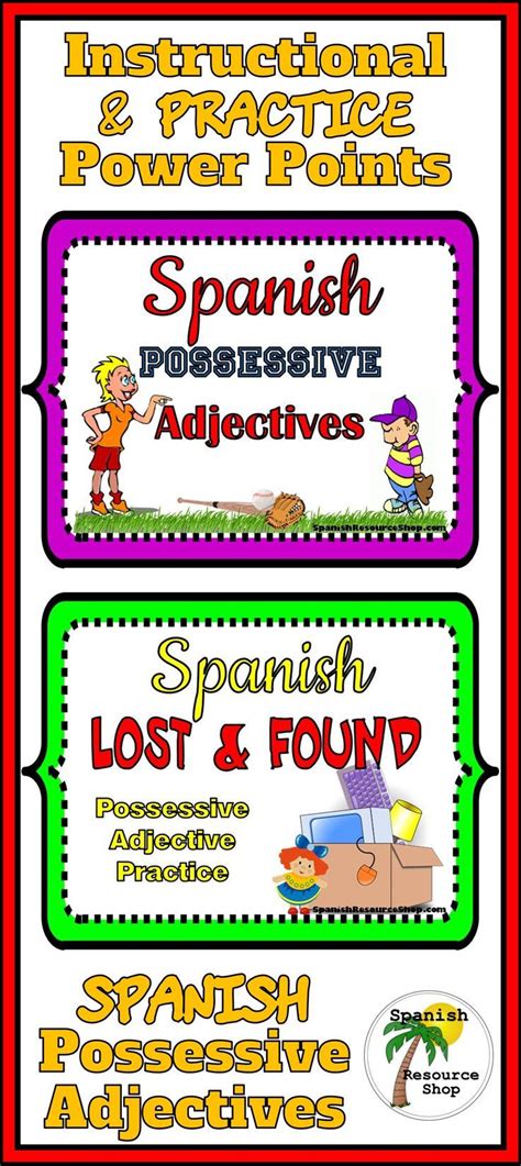 Spanish Possessive Adjectives Simplified With Pictures Instructional