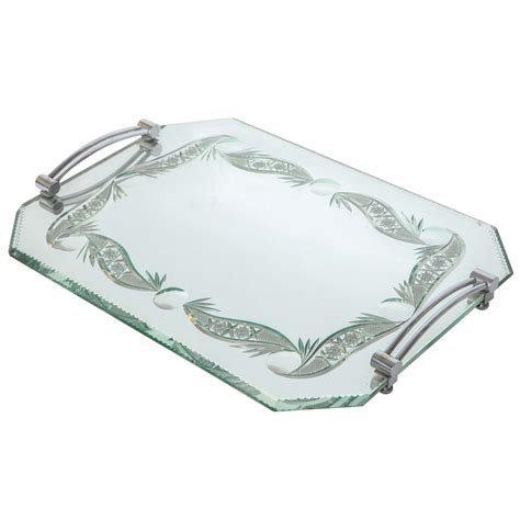 Mirrored metal vanity tray w/ open gallery 15 3/4. French Mirrored Vanity Tray at 1stdibs