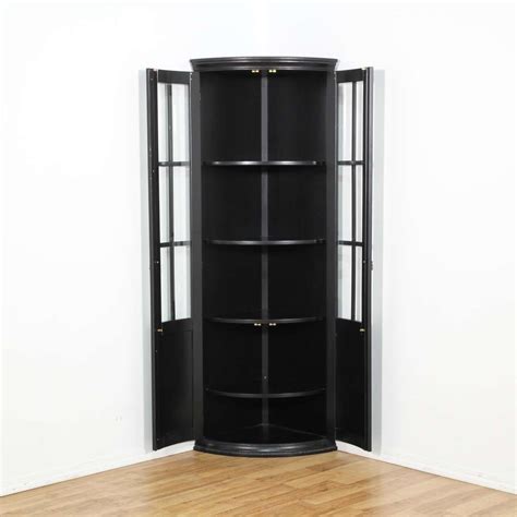Black Curved Glass Corner Curio Cabinet Online Auctions
