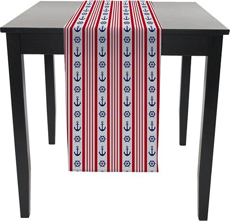 Nautical Red Stripe Anchors And Wheels Milliken Signature Table Runner