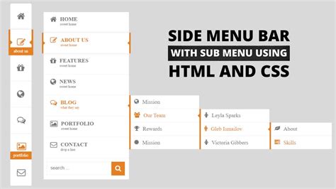 Responsive Side Navigation Bar With Sub Menu Using HTML And CSS YouTube