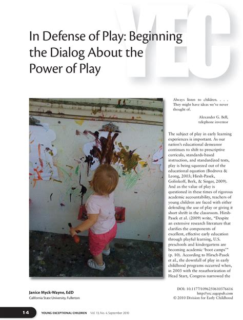 In Defense Of Play Beginning The Dialog About The Power Of Play