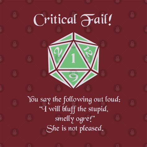 Critical Failure Bluff Dungeons And Dragons T Shirt Teepublic