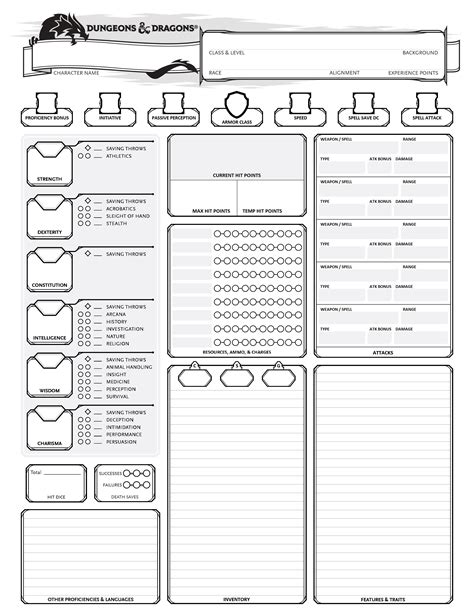Dnd E Printable Character Sheet