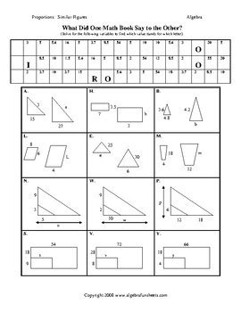 Solving proportions similar figure worksheet by algebra funsheets