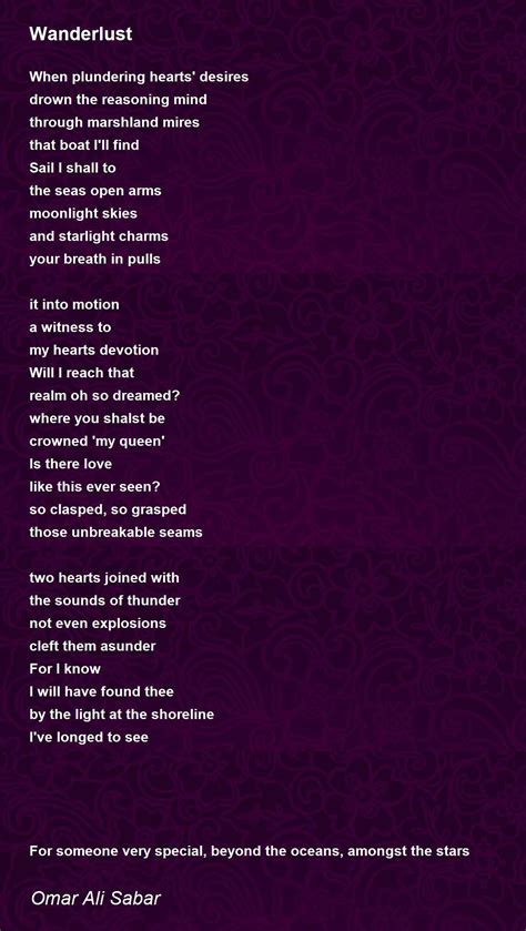 Wanderlust Poem By Omar Ali Sabar Poem Hunter