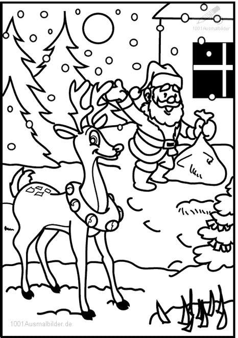 Ausmalbild rentier rudolph