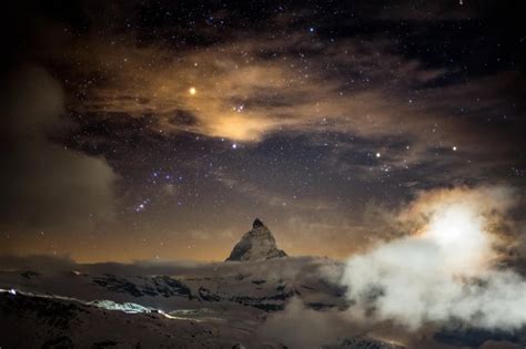 The Matterhorn At Night Taken From The Kulm Hotel Above Zermatt 4500