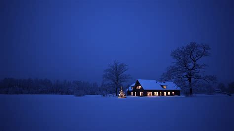1920x1080 1920x1080 Snow Winter Night Landscape Nature House
