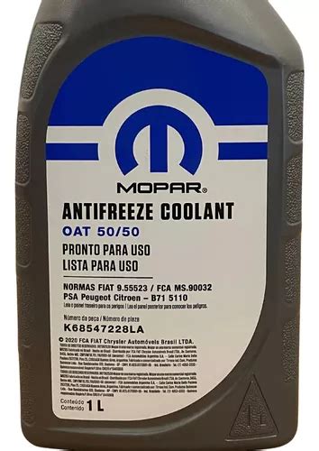 Aditivo Mopar Antifreeze Coolant Oat 5050 1l Original Fiat Mercadolivre