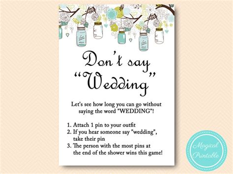 Don T Say Wedding Clothespin Game Mason Jars Bridal Etsy